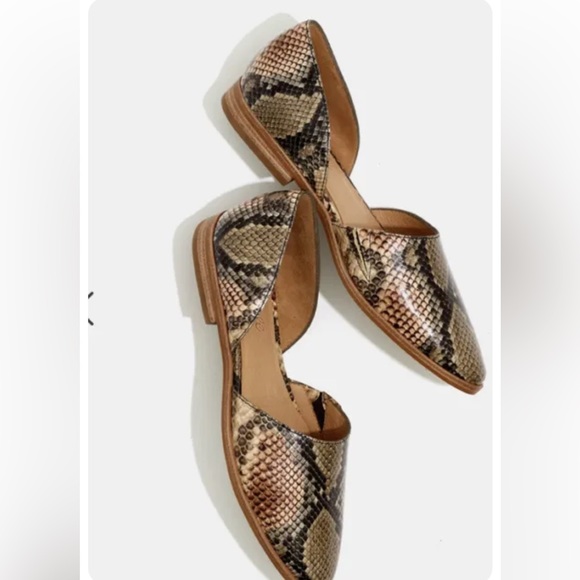 MADEWELL D’ORSAY FLAT SNAKE EMBOSSED LEATHER FLAT MB695 - Picture 2 of 6